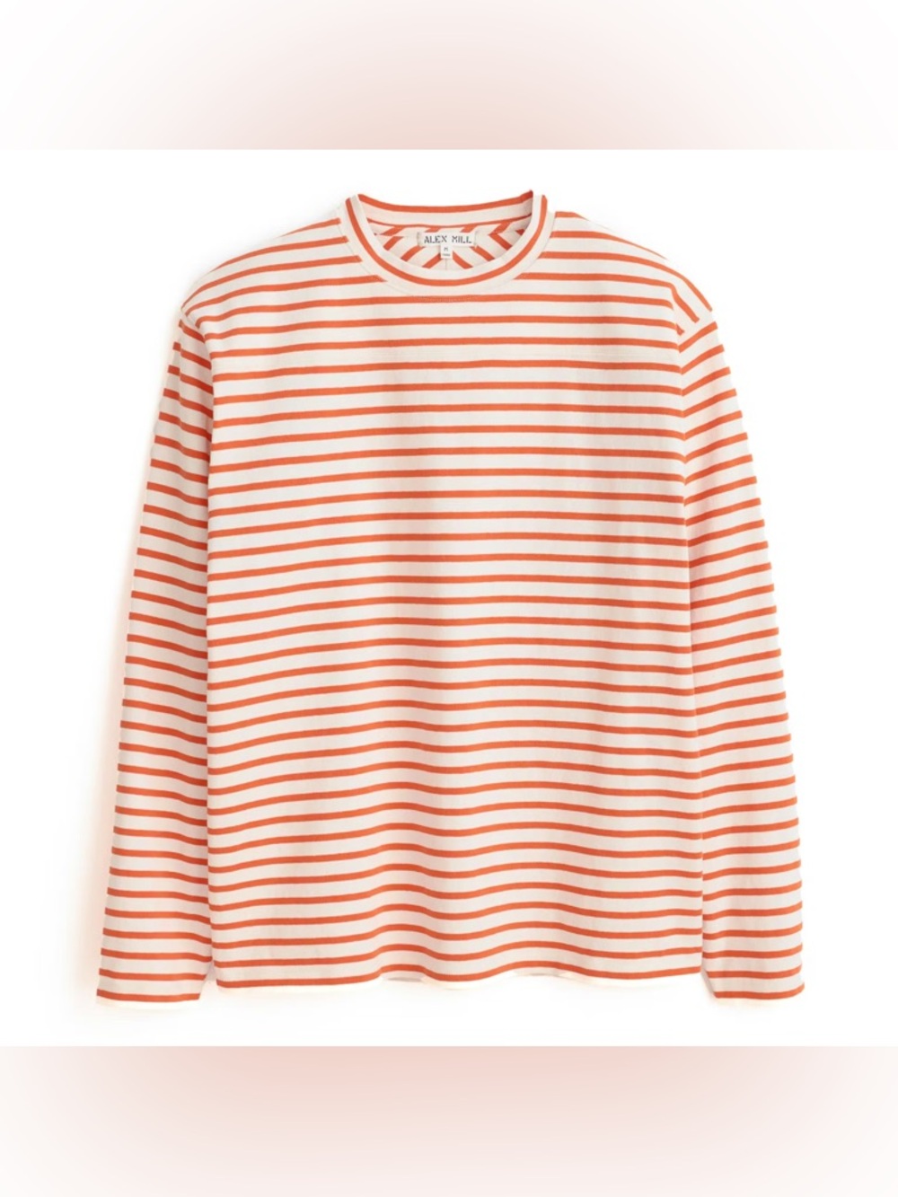 Alex Mill Touch Down Tee in Natural/Orange long sleeved striped cotton t-shirt